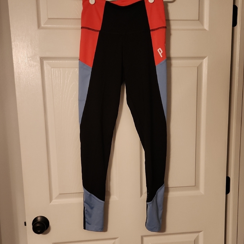 PINK Victoria's Secret Black, Pink And Baby Blue Leggings